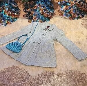 Juicy Couture Girls Light Blue & Sequins Peplum Style Dressy Coat/Jacket Size:12